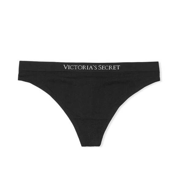 Victoria's Secret Seamless Textured Thong Panty Black Medium NEW - Picture 3 of 6